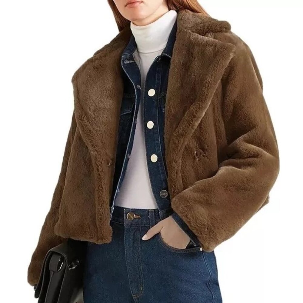NWT Vince Faux Fur Moto Jacket, XL, Lined, Zip Closure